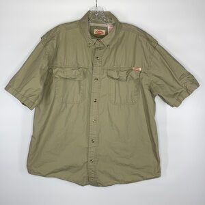Berkley Short Sleeve Vented Fishing Button Up Shirt Size Large